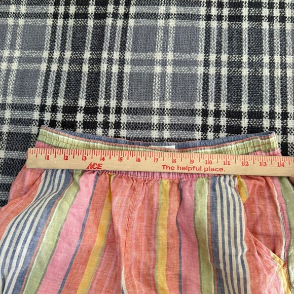 C&C California Colorful Stripe Pull-on Linen Cropped Pants Women Small Multicolo - Picture 7 of 7